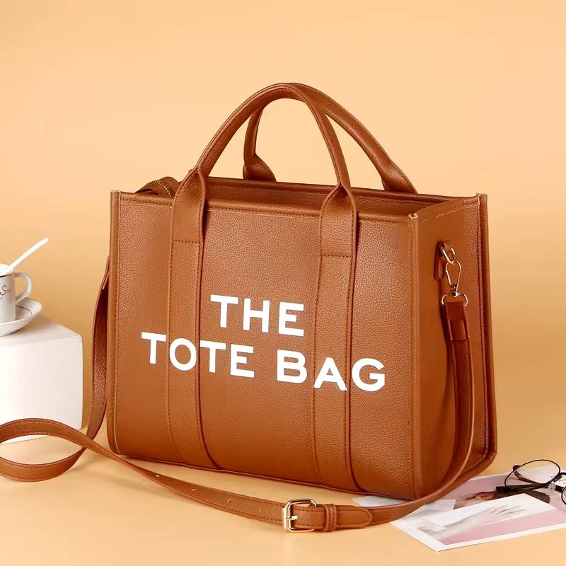 Women's Casual Tote Bag: Fashion PU Leather Shoulder Bag, Large Capacity Travel Handbag