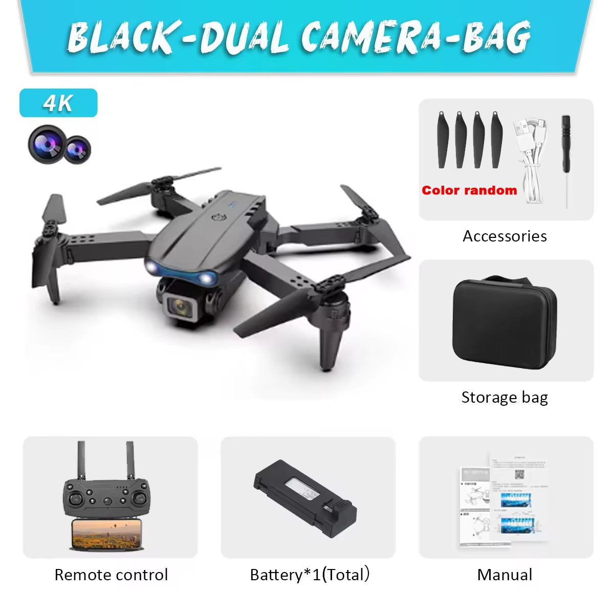 E99 Pro 4K HD Drone – Dual Camera WiFi FPV Quadcopter with Obstacle Avoidance & Aerial Photography