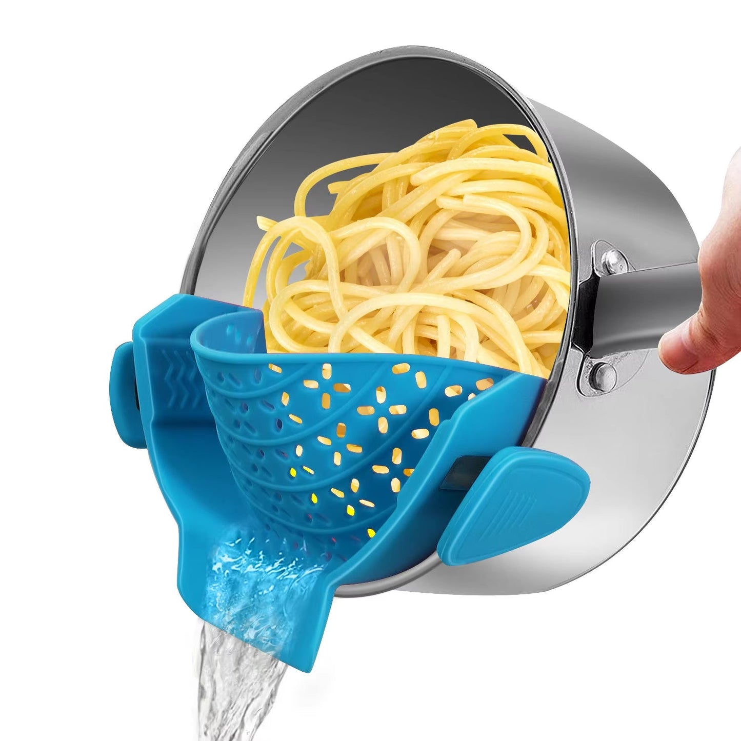 Universal Silicone Clip-On Pan Pot Strainer: Anti-Spill, Food-Grade Colander for Pasta, Fruits, and Vegetables