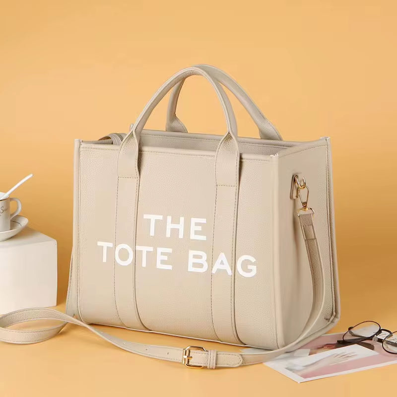 Women's Casual Tote Bag: Fashion PU Leather Shoulder Bag, Large Capacity Travel Handbag