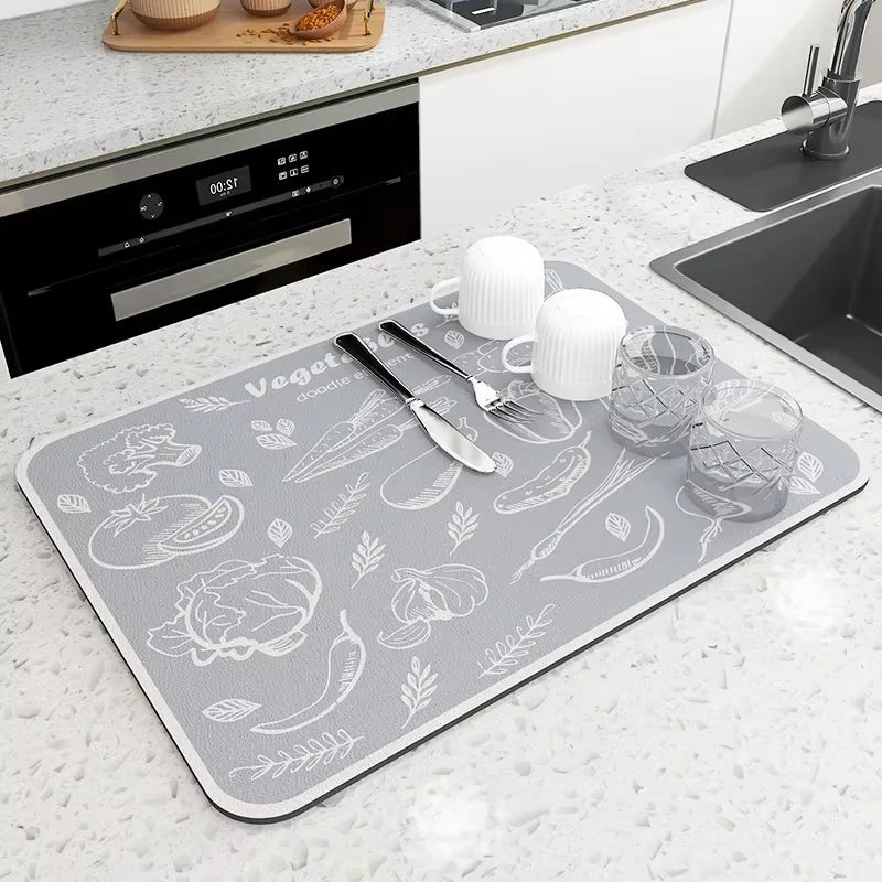 Diatomite Bar Placemat: Quick-Drying, Absorbent, and Non-Slip Dish Drainer Mat for Kitchen Counter