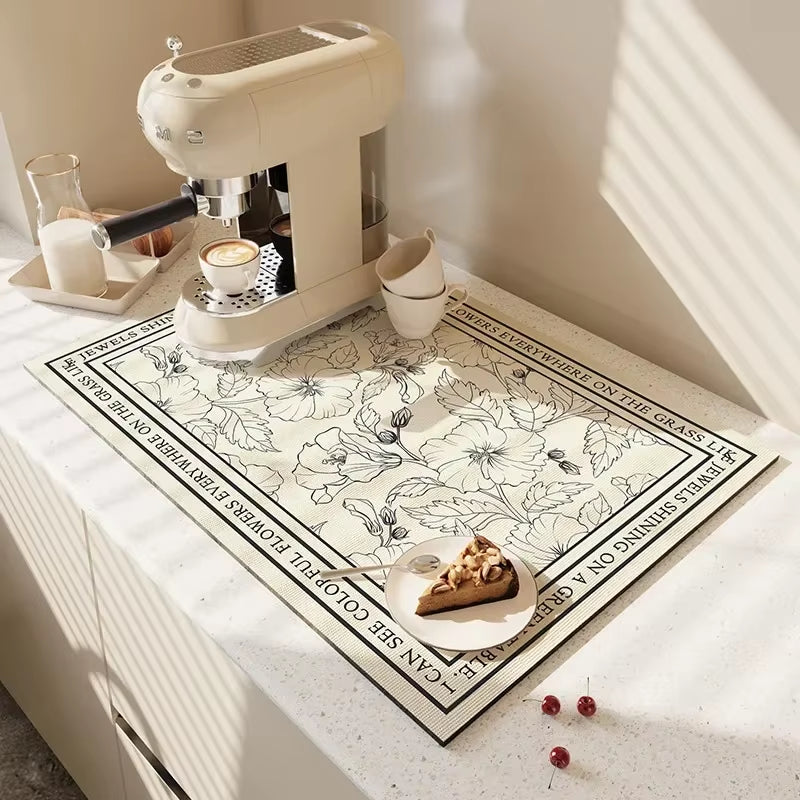 Diatomite Bar Placemat: Quick-Drying, Absorbent, and Non-Slip Dish Drainer Mat for Kitchen Counter