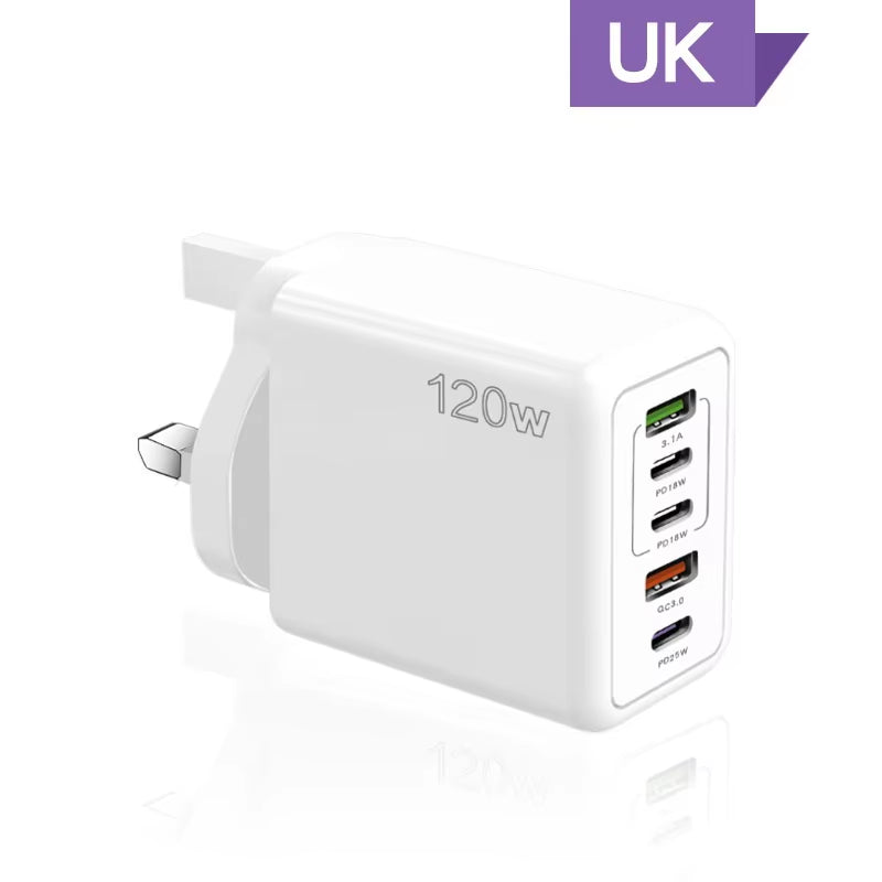 Charging Wall Charger: 5-in-1 2 USB and 3 Type-C Ports for Multiple Devices