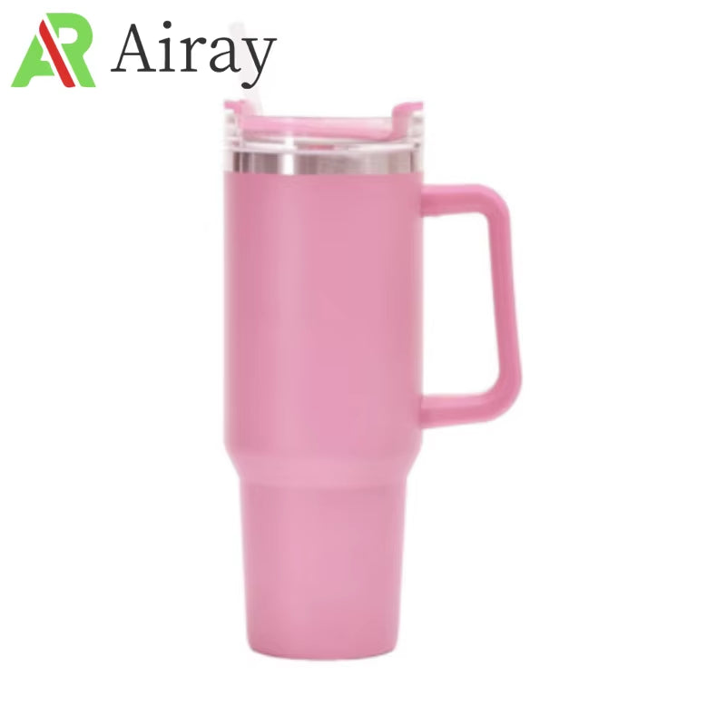 Stainless Steel Vacuum Tumbler 40oz – Travel Coffee Mug with Handle, Insulated Water Bottle & Outdoor Cup