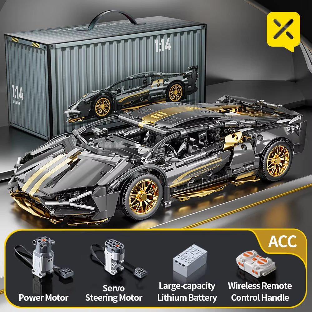 Sports Car Building Blocks Set: 1:14 Scale Racing Car Model for Enthusiasts of All Ages (1280 Pcs)
