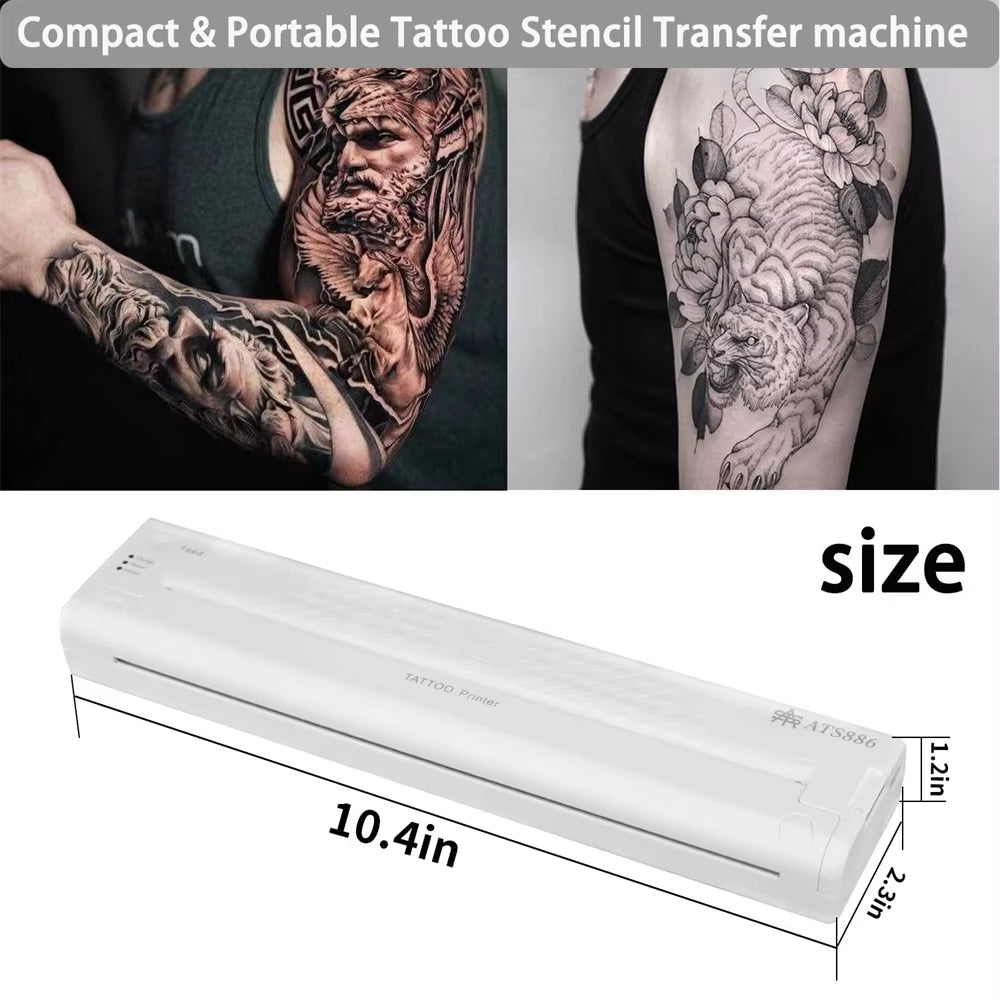 Tattoo Stencil Transfer Printer ATS886 - Portable Thermal Stencil Maker for Line Photo Drawing and Printing
