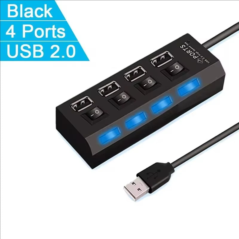 USB 2.0 Hub: 7-Port Switch Extension Hub for PC, Laptop, and Desktop