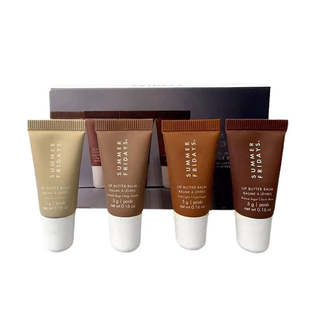 Summer Fridays Vanilla Beige Lip Balm Mini Lip Gloss Set: Moisturizing, Transparent Lip Makeup