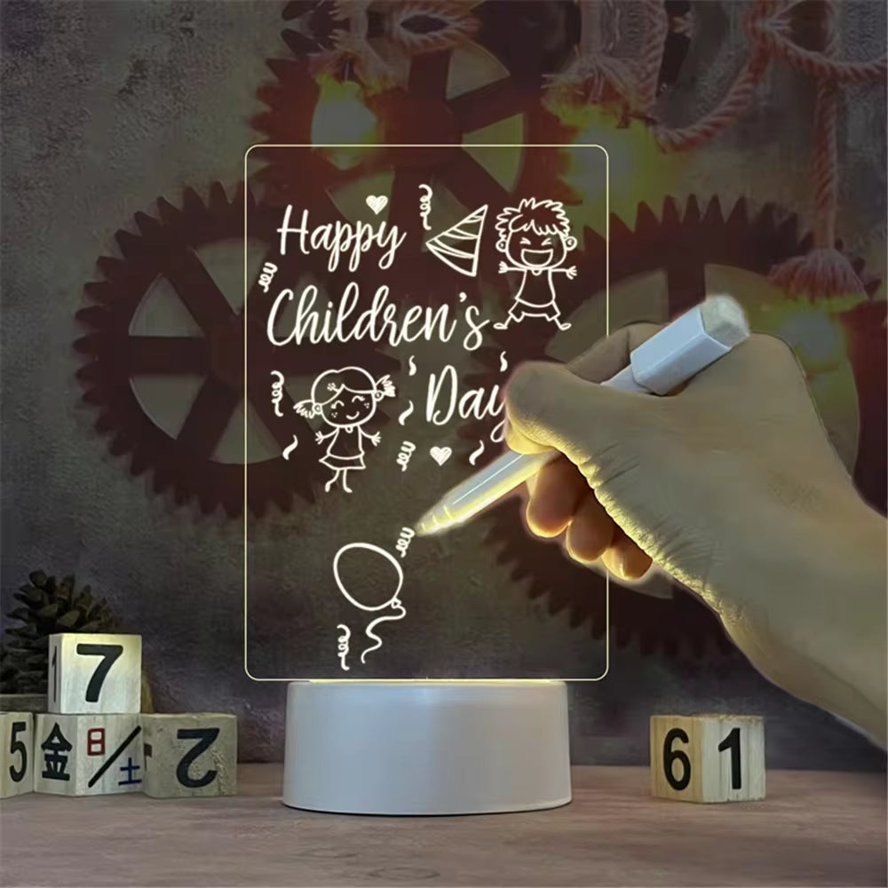 Transparent Luminous LED Night Light: USB-Powered Acrylic Message Board