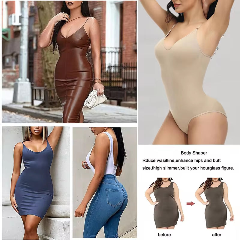 Spaghetti Strap Body Suits Open Crotch Shapewear Slimming Body