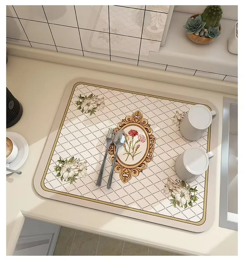 Diatomite Bar Placemat: Quick-Drying, Absorbent, and Non-Slip Dish Drainer Mat for Kitchen Counter