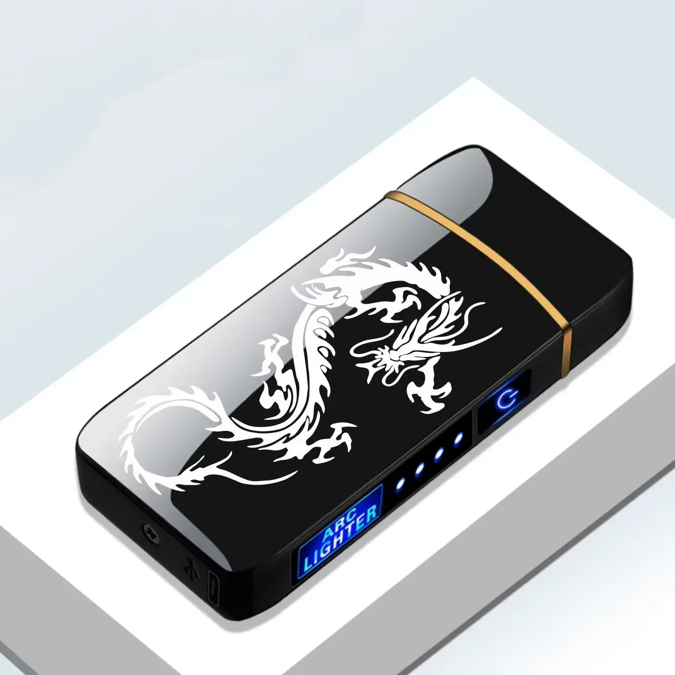 Windproof Electric Metal Lighter: Double Arc Flameless Plasma Lighter with USB Rechargeable LED Power Display and Touch Sensor