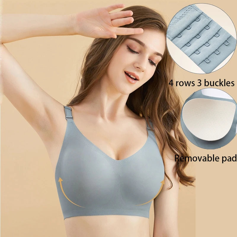Women Seamless Bras Thin Style Comfortable Lingerie Deep V Gather