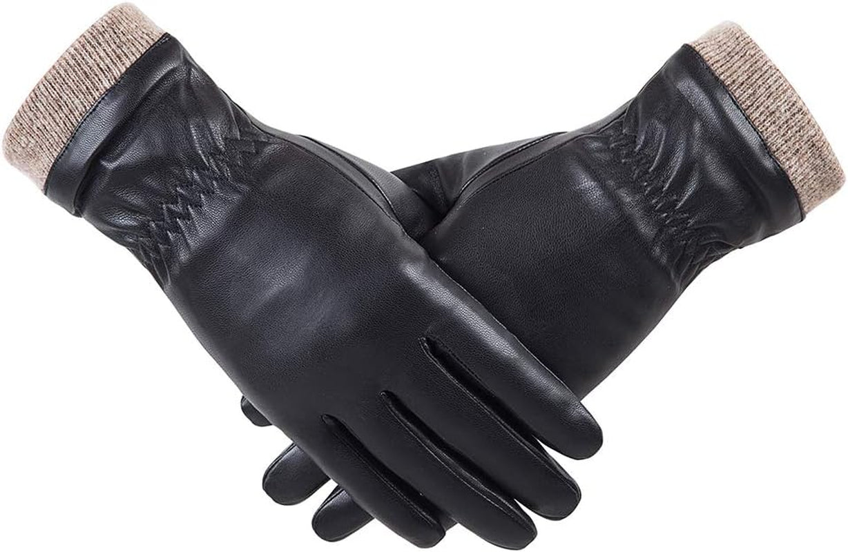 REDESS Women’s Winter Leather Gloves – Wool Fleece Lined, Touchscreen Compatible, Thick Thermal Warm Gloves for Snow, Driving & Cold Weather