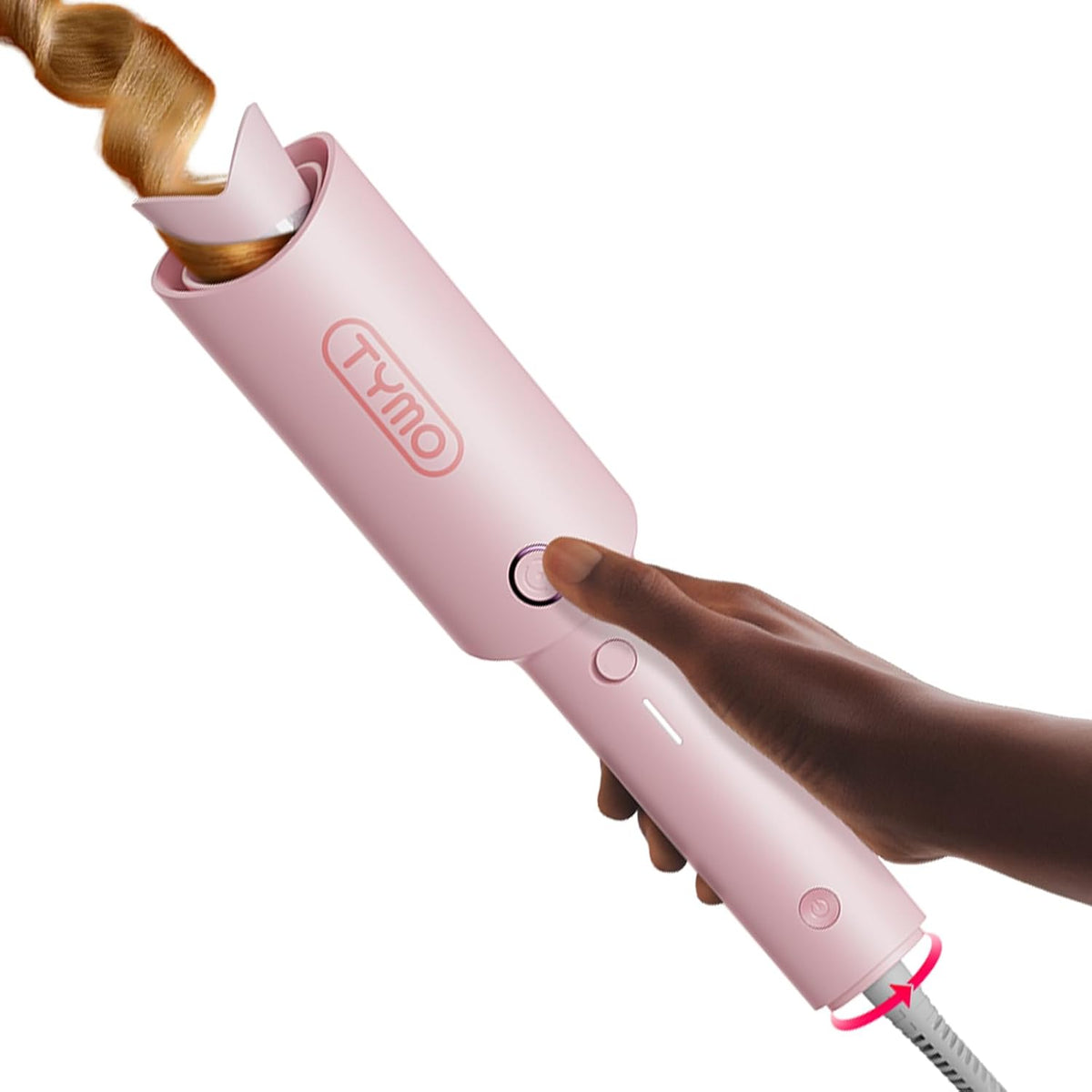 TYMO CURLPRO Automatic Rotating Curling Iron – 1 Inch Beach Wave Hair Curler Wand with 500M Ionic Technology, Ceramic Coating, Dual Voltage, Lightweight Travel-Friendly Design (Metallic Gray)