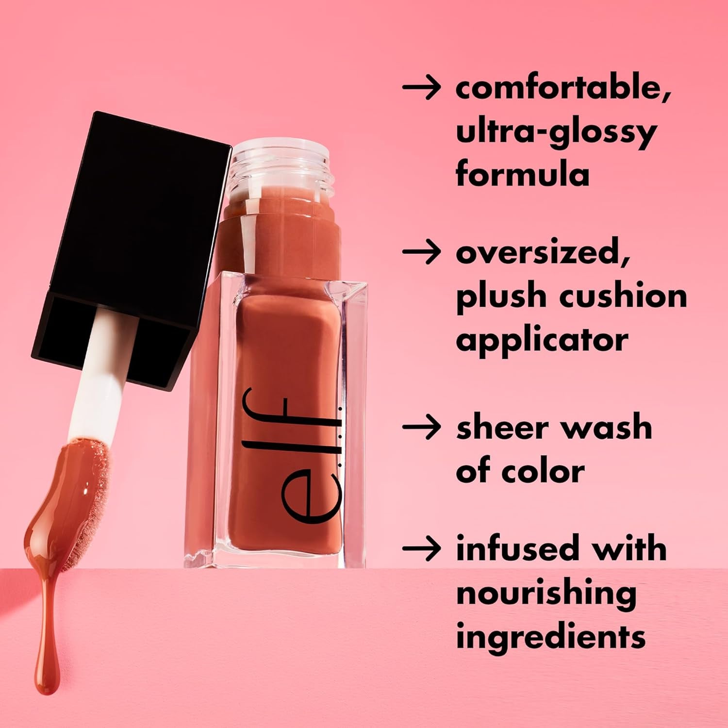 e.l.f. Glow Reviver Lip Oil – Nourishing Tinted Lip Oil with High-Shine Finish, Jojoba Oil, Vegan & Cruelty-Free, Pink Quartz