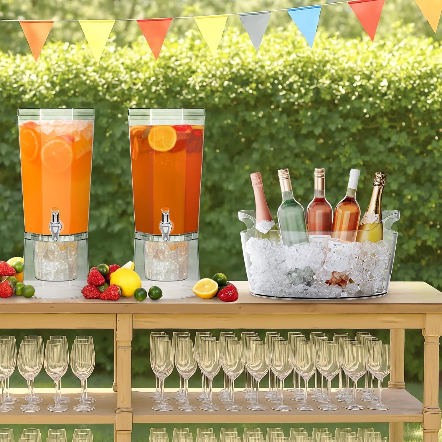 Lifewit 6.5L Ice Bucket for Parties – Portable Drink Tub with Scoop, Plastic Champagne & Wine Cooler for Beer, Cocktails & Mimosa Bar, Beverage Chiller (15 x 7 x 8 in)