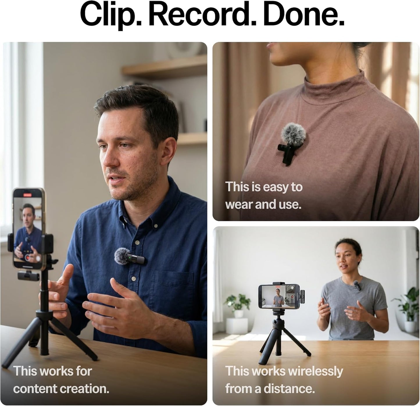 Mini Mic Pro Wireless Lavalier Microphone (Latest Model) – 2 Pack Clip-On Mic for iPhone, iPad & Android, USB-C & Lightning Compatible, Crystal Clear Audio for Video Recording, Podcasting & Content Creators