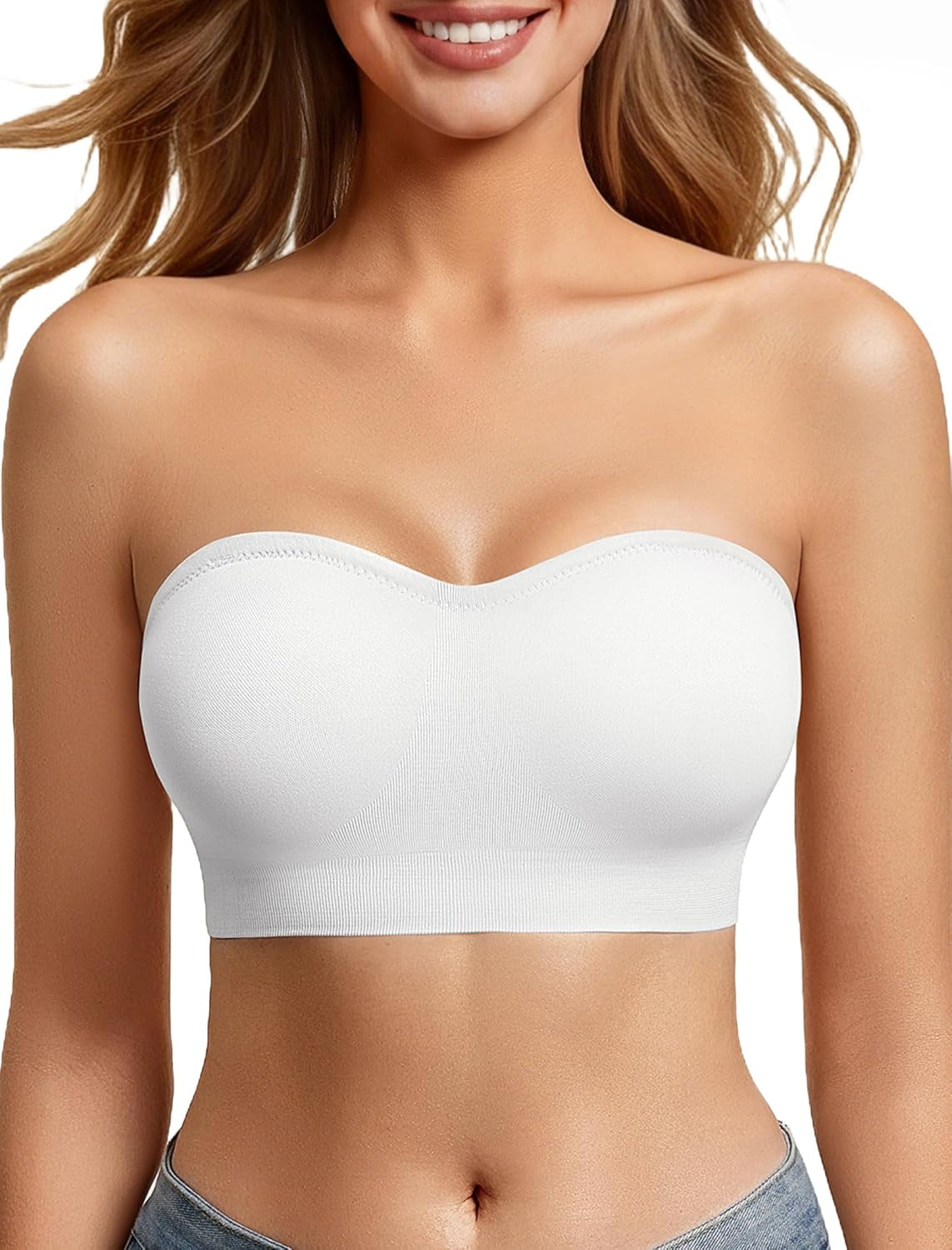 Avidlove Strapless Bandeau Bra – Seamless Non-Slip Wireless Push-Up Bralette with Padding, Invisible No Underwire Tube Top Bra for Everyday Comfort