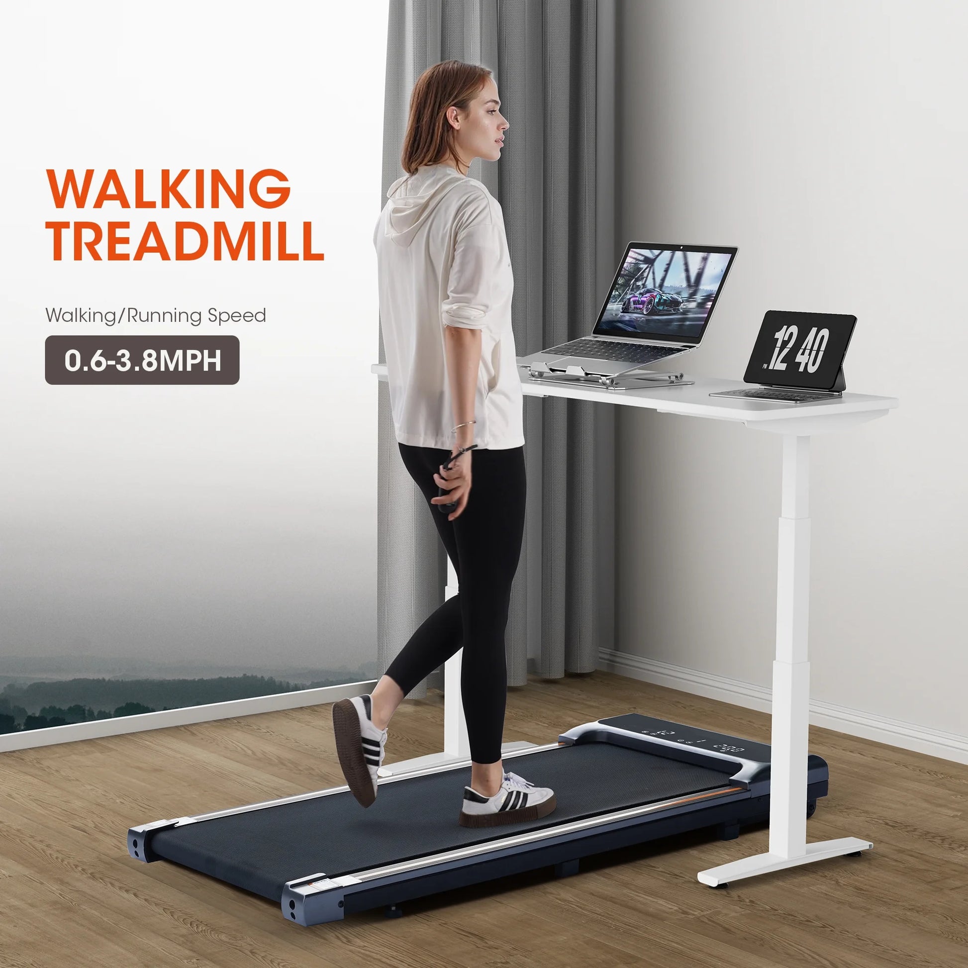 Walking Pad Under Desk Treadmill: 2-in-1 Lightweight Exercise Machine with Remote Control for Home and Office Workouts