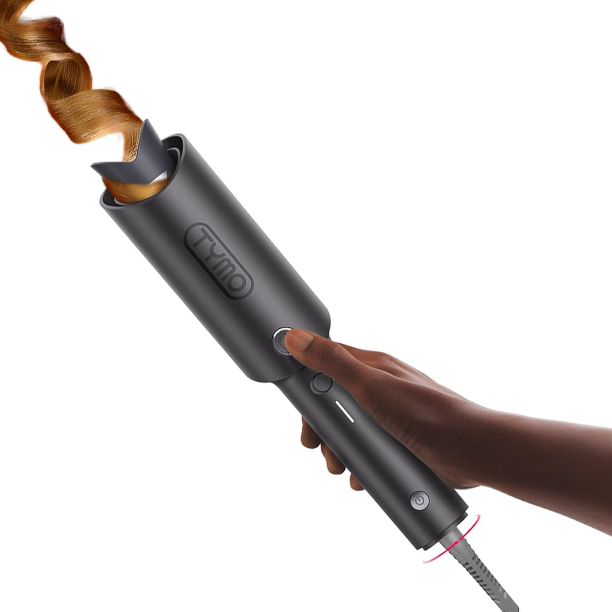 TYMO CURLPRO Automatic Rotating Curling Iron – 1 Inch Beach Wave Hair Curler Wand with 500M Ionic Technology, Ceramic Coating, Dual Voltage, Lightweight Travel-Friendly Design (Metallic Gray)
