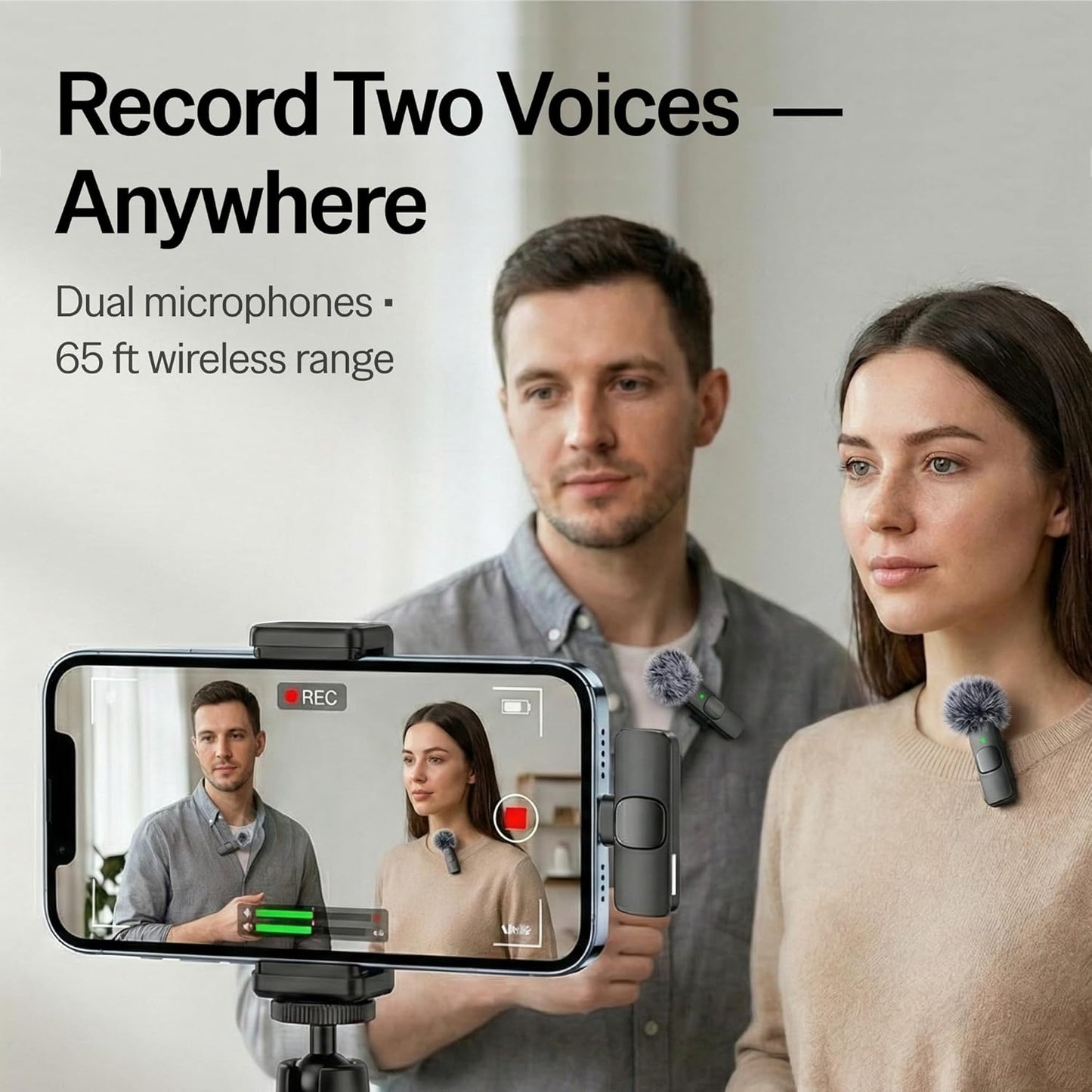Mini Mic Pro Wireless Lavalier Microphone (Latest Model) – 2 Pack Clip-On Mic for iPhone, iPad & Android, USB-C & Lightning Compatible, Crystal Clear Audio for Video Recording, Podcasting & Content Creators