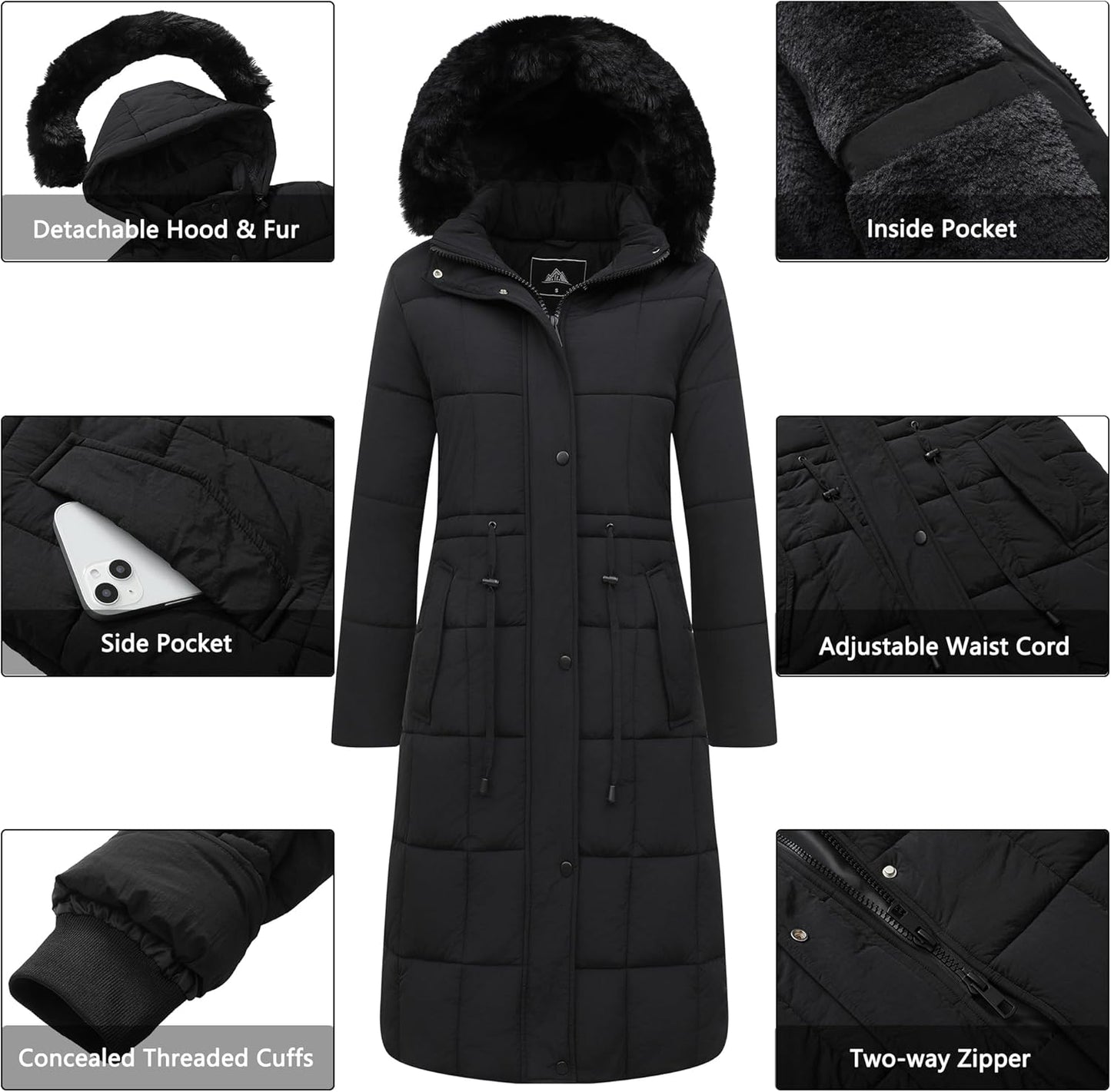 GOLDLADIES Women’s Long Waterproof Winter Coat – Warm Snow Parka for Cold Weather
