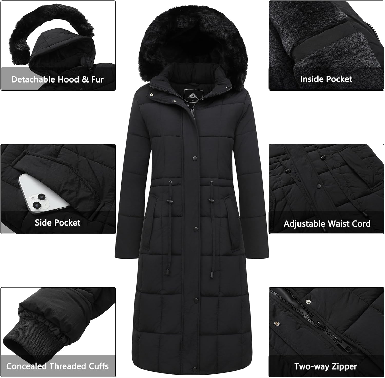 GOLDLADIES Women’s Long Waterproof Winter Coat – Warm Snow Parka for Cold Weather
