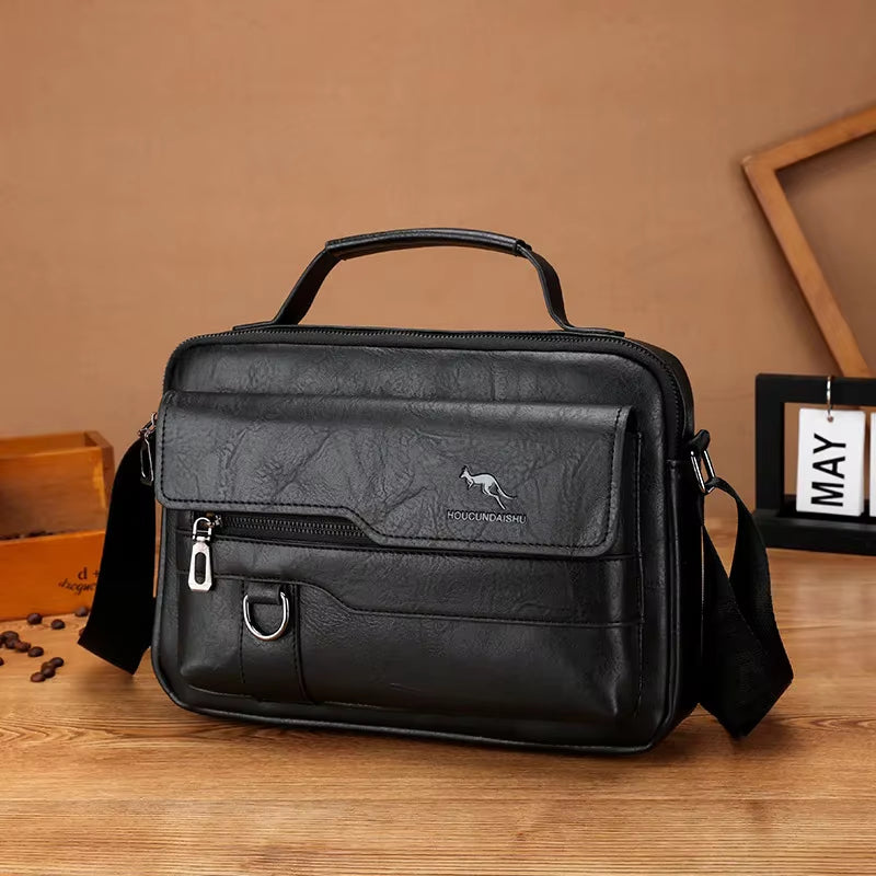 Luxury Kangaroo Brand Men's Leather Messenger Bag: Casual Crossbody and Business Shoulder Bag