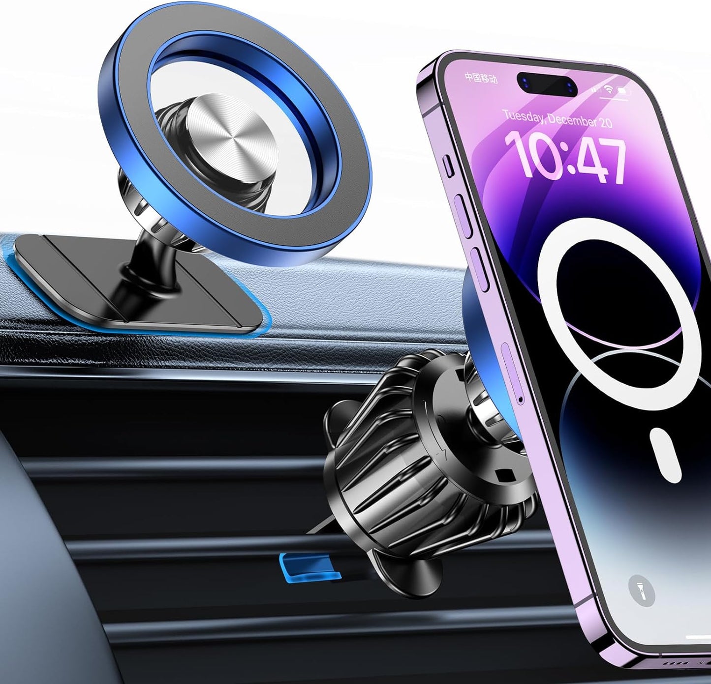Kaistyle MagSafe Car Mount with 20 Strong Magnets – Magnetic Dash Phone Holder for Car, Secure Cell Phone Mount for android, iPhone 17, 16, 15, 14 Series