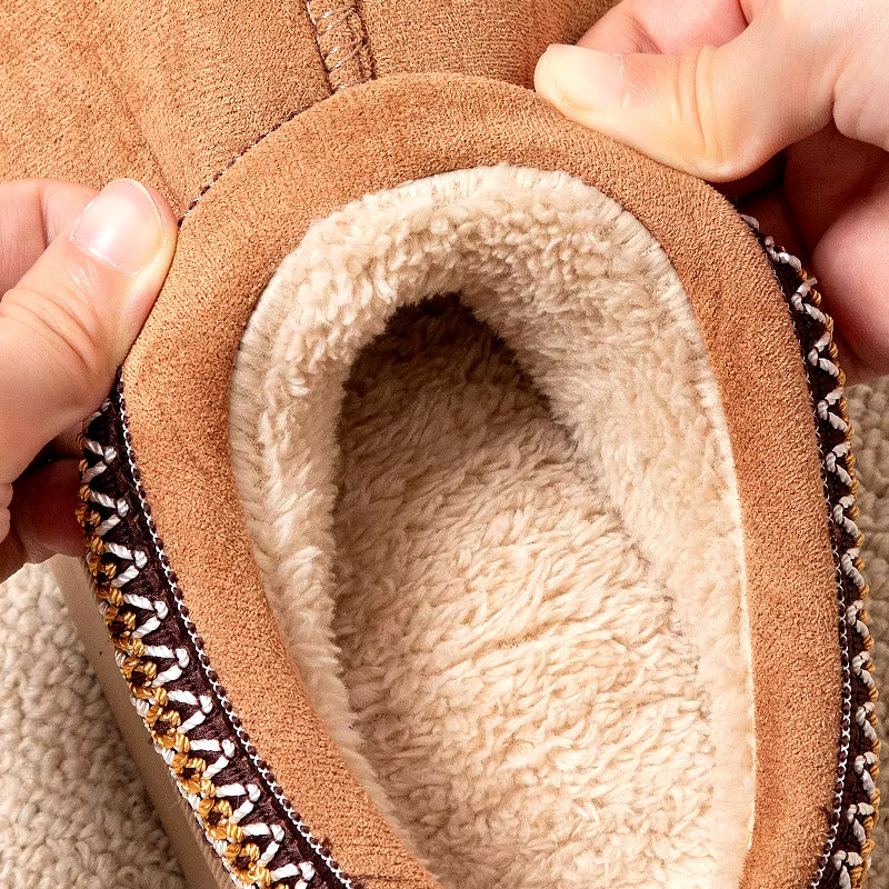Woman Winter Slippers: Plush Interior, Anti-Slip Sole, Thick Bottom, Embroidered Fashion