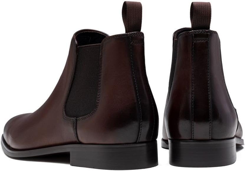 Jousen Men’s Chelsea Boots – Polished Leather Slip-On Dress Boots, Classic Retro Ankle Boots for Work & Formal Wear
