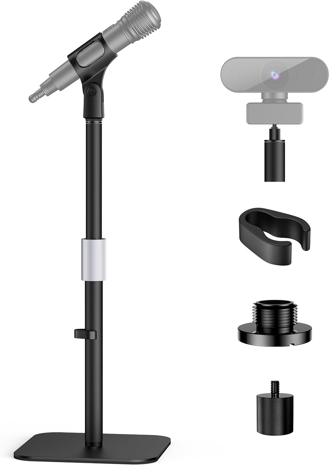 Polesto Desktop Microphone Stand - Adjustable Mounting Arm with Multiple Threads for Blue Yeti, Fifine, HyperX & More Mics, Webcams & Cameras for Recording, Podcasting & Streaming