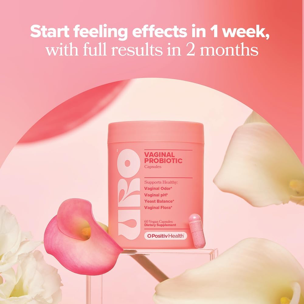 O Positiv URO Vaginal Probiotics for Women – pH Balance Supplement with Prebiotics & Lactobacillus – Supports Healthy Vaginal Flora & Odor – 60 Capsules