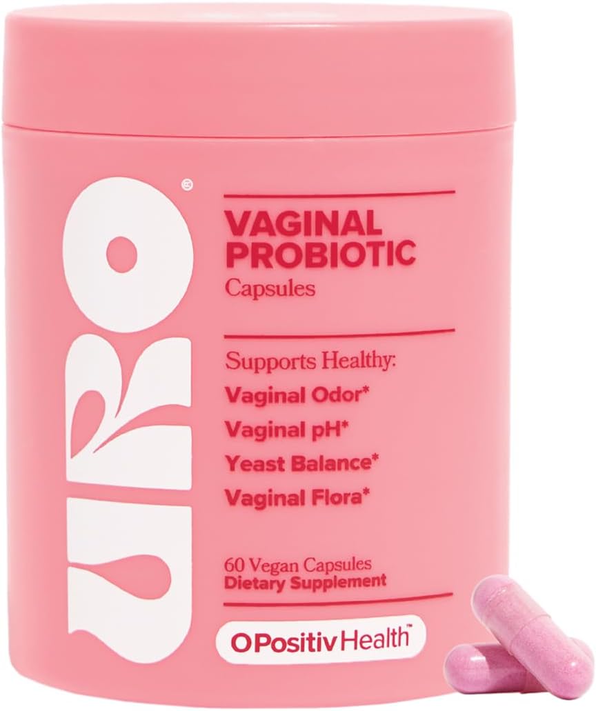 O Positiv URO Vaginal Probiotics for Women – pH Balance Supplement with Prebiotics & Lactobacillus – Supports Healthy Vaginal Flora & Odor – 60 Capsules