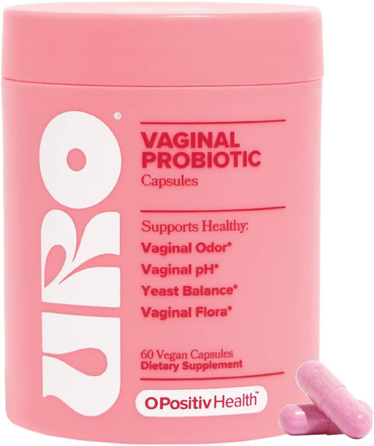 O Positiv URO Vaginal Probiotics for Women – pH Balance Supplement with Prebiotics & Lactobacillus – Supports Healthy Vaginal Flora & Odor – 60 Capsules