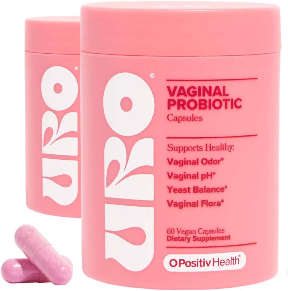 O Positiv URO Vaginal Probiotics for Women – pH Balance Supplement with Prebiotics & Lactobacillus – Supports Healthy Vaginal Flora & Odor – 60 Capsules