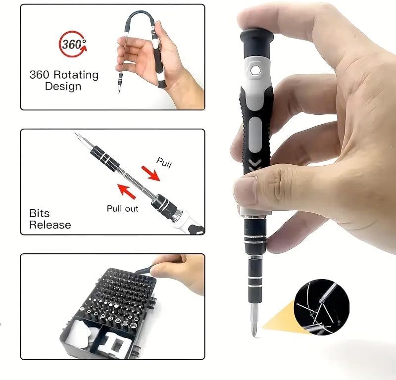 115-in-1 Precision Screwdriver Kit – Magnetic Multi-Bit Repair Tools for Electronics, Phones, Watches & Auto Maintenance