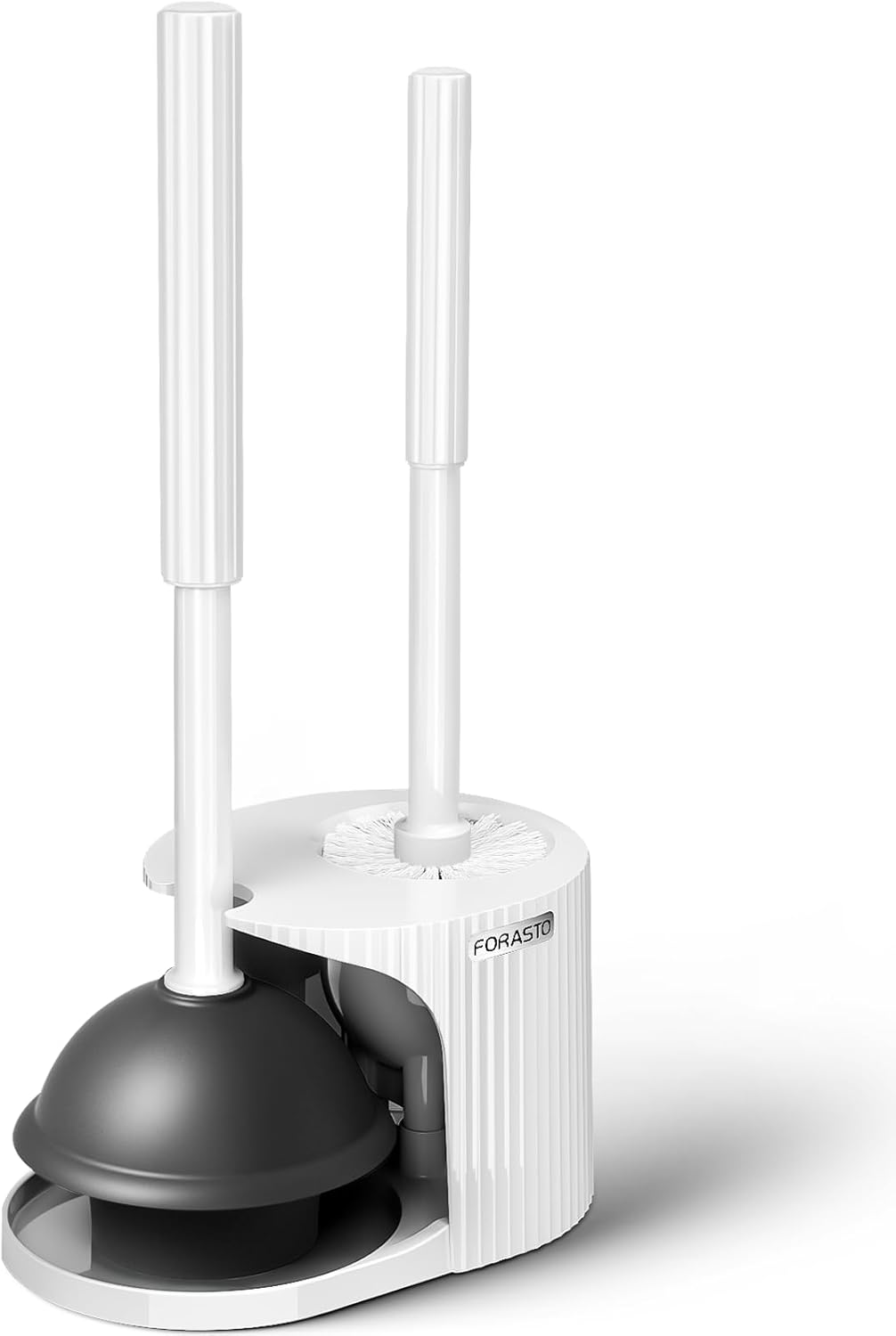 FORASTO 2-in-1 Toilet Plunger & Brush Set – Extended Handle Plunger with Toilet Bowl Brush, Bathroom Cleaning Tools & Supplies