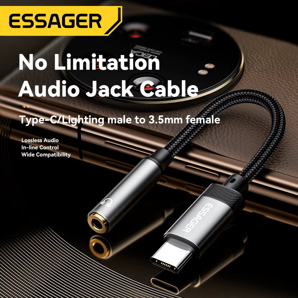 Essager Type C/Lightning to 3.5mm Jack AUX Cable for Various Devices