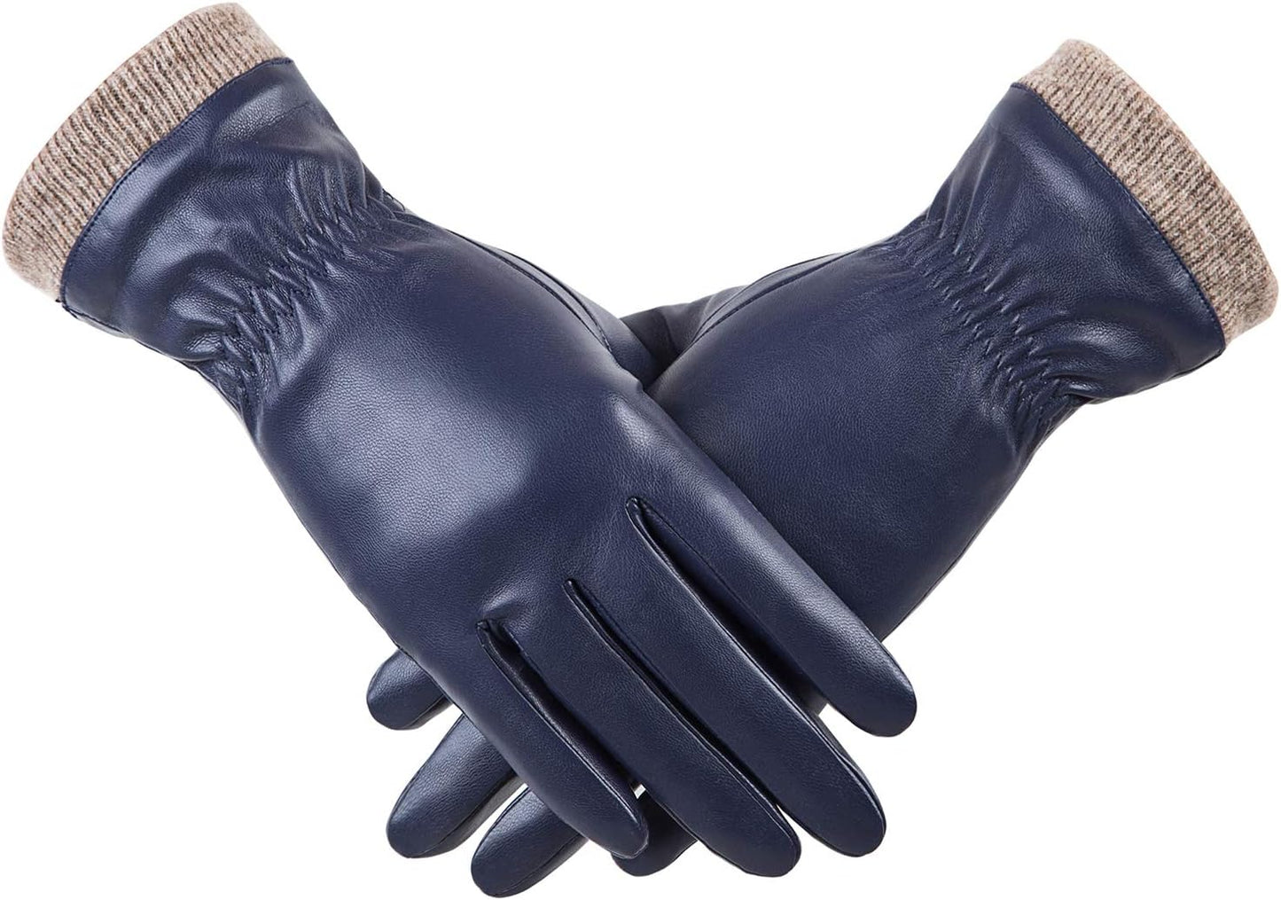 REDESS Women’s Winter Leather Gloves – Wool Fleece Lined, Touchscreen Compatible, Thick Thermal Warm Gloves for Snow, Driving & Cold Weather