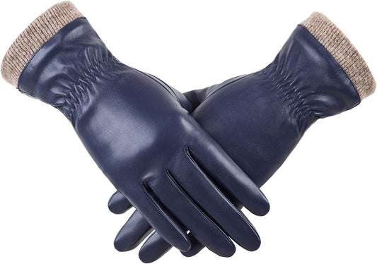 REDESS Women’s Winter Leather Gloves – Wool Fleece Lined, Touchscreen Compatible, Thick Thermal Warm Gloves for Snow, Driving & Cold Weather