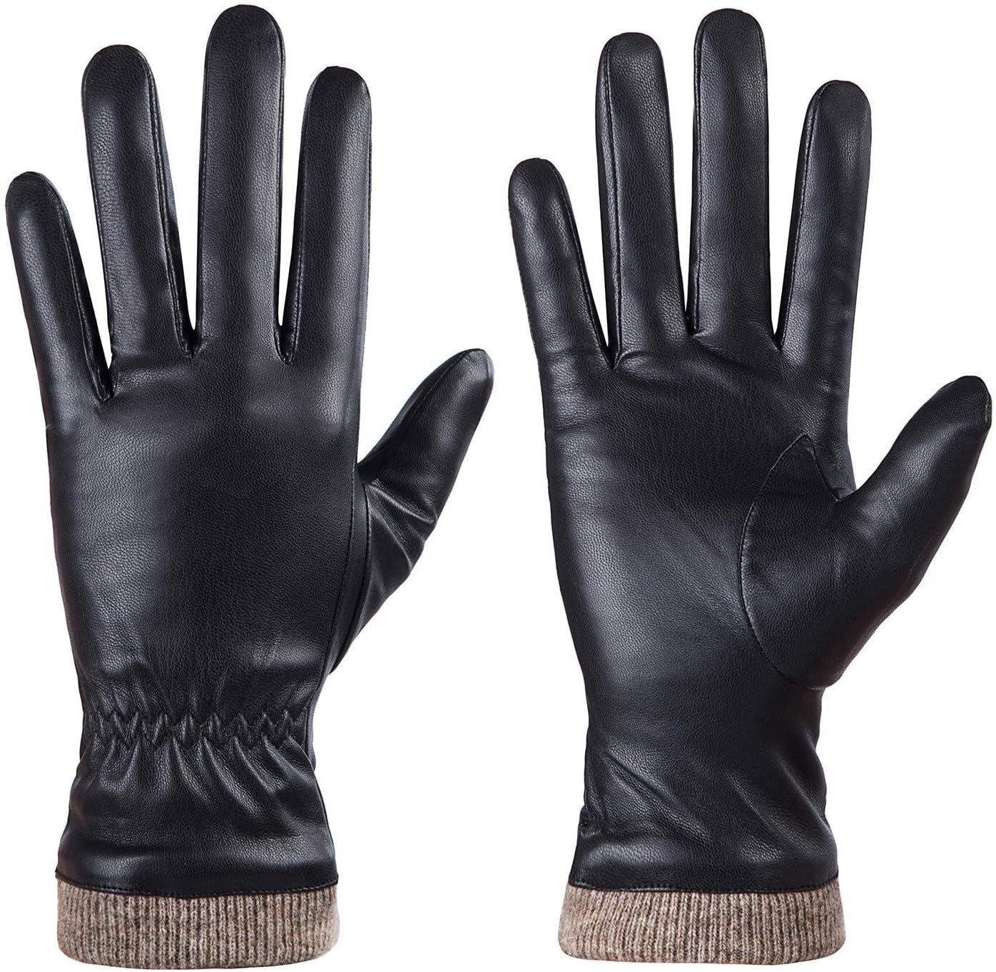 REDESS Women’s Winter Leather Gloves – Wool Fleece Lined, Touchscreen Compatible, Thick Thermal Warm Gloves for Snow, Driving & Cold Weather
