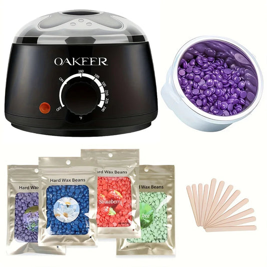 Black Wax Melting Machine and 200g Wax Beans Set: Hair Removal and Wax Therapy