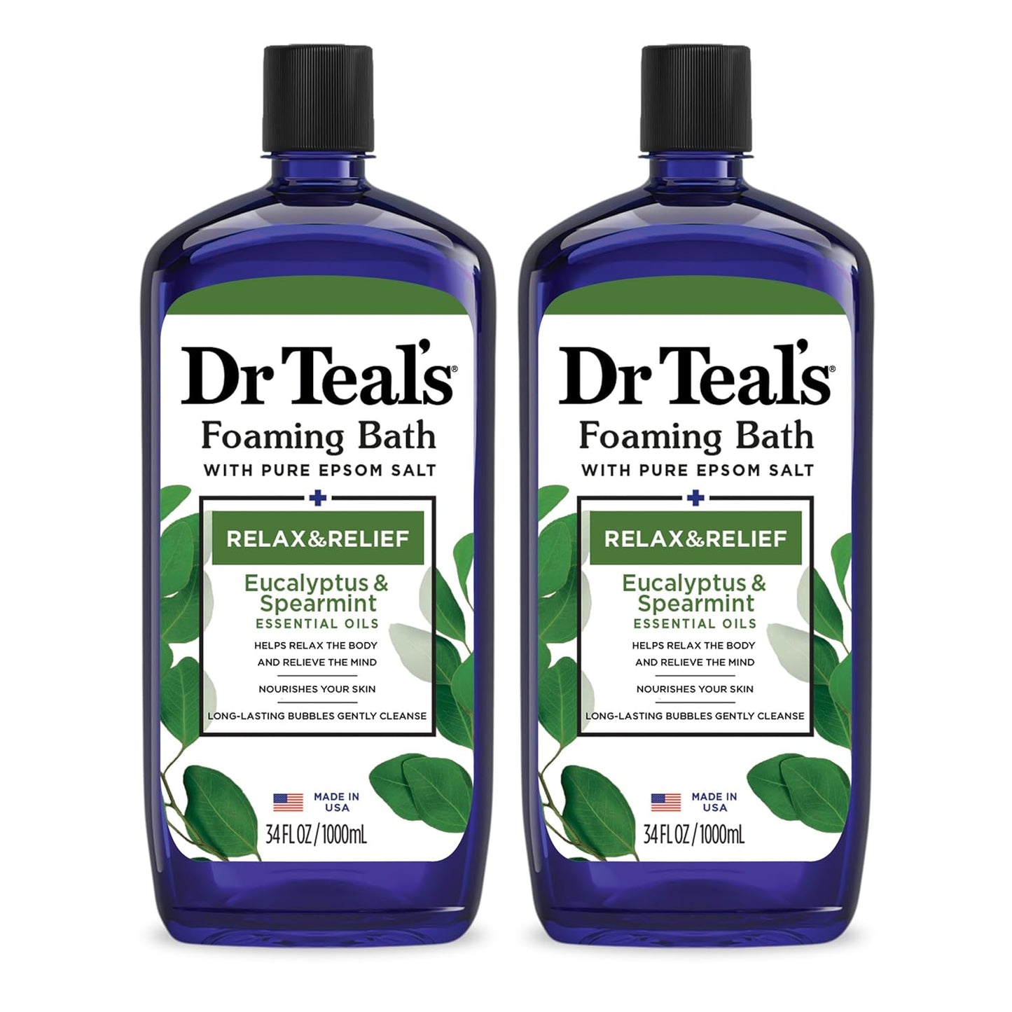 Dr Teal’s Foaming Bath with Pure Epsom Salt – Soothe & Sleep Lavender Bubble Bath Soak, Relaxing Aromatherapy Bath for Stress Relief & Better Sleep, 34 fl oz (Pack of 2)