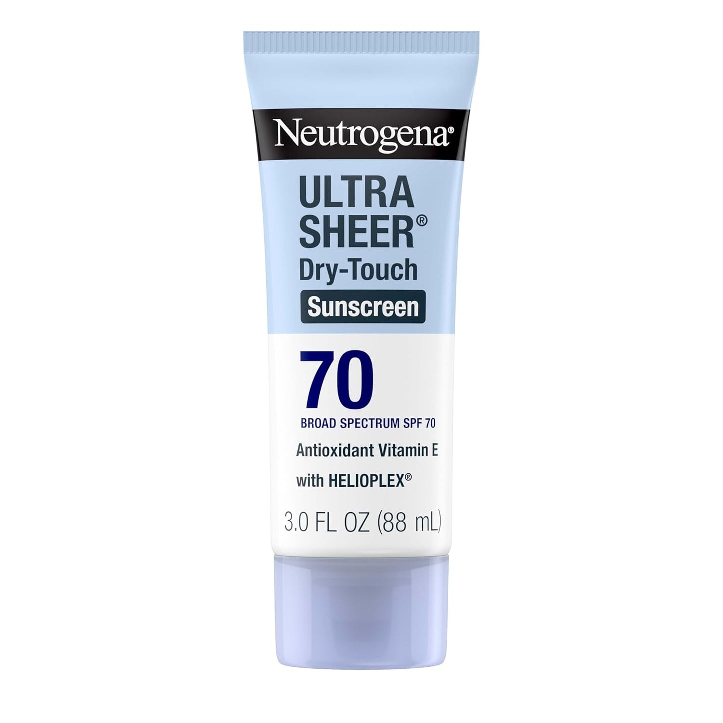 Neutrogena Ultra Sheer SPF 70 Sunscreen Lotion – Dry-Touch Matte Finish, Broad Spectrum Protection, Oil-Free & Non-Comedogenic, Water Resistant 80 Minutes, 3oz Travel Size