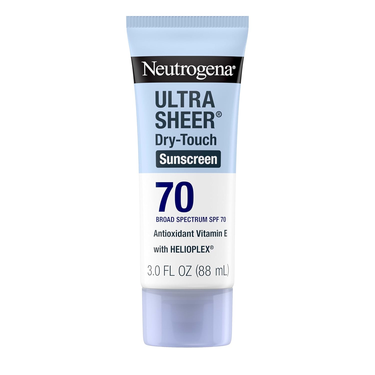 Neutrogena Ultra Sheer SPF 70 Sunscreen Lotion – Dry-Touch Matte Finish, Broad Spectrum Protection, Oil-Free & Non-Comedogenic, Water Resistant 80 Minutes, 3oz Travel Size