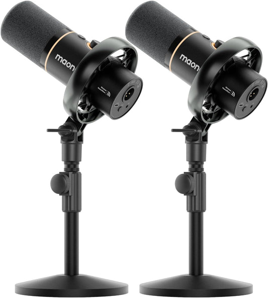 MAONO PD200W Hybrid Podcast Microphone – Dynamic XLR/USB Mic for PC with Noise Cancellation, Desktop Stand & Software