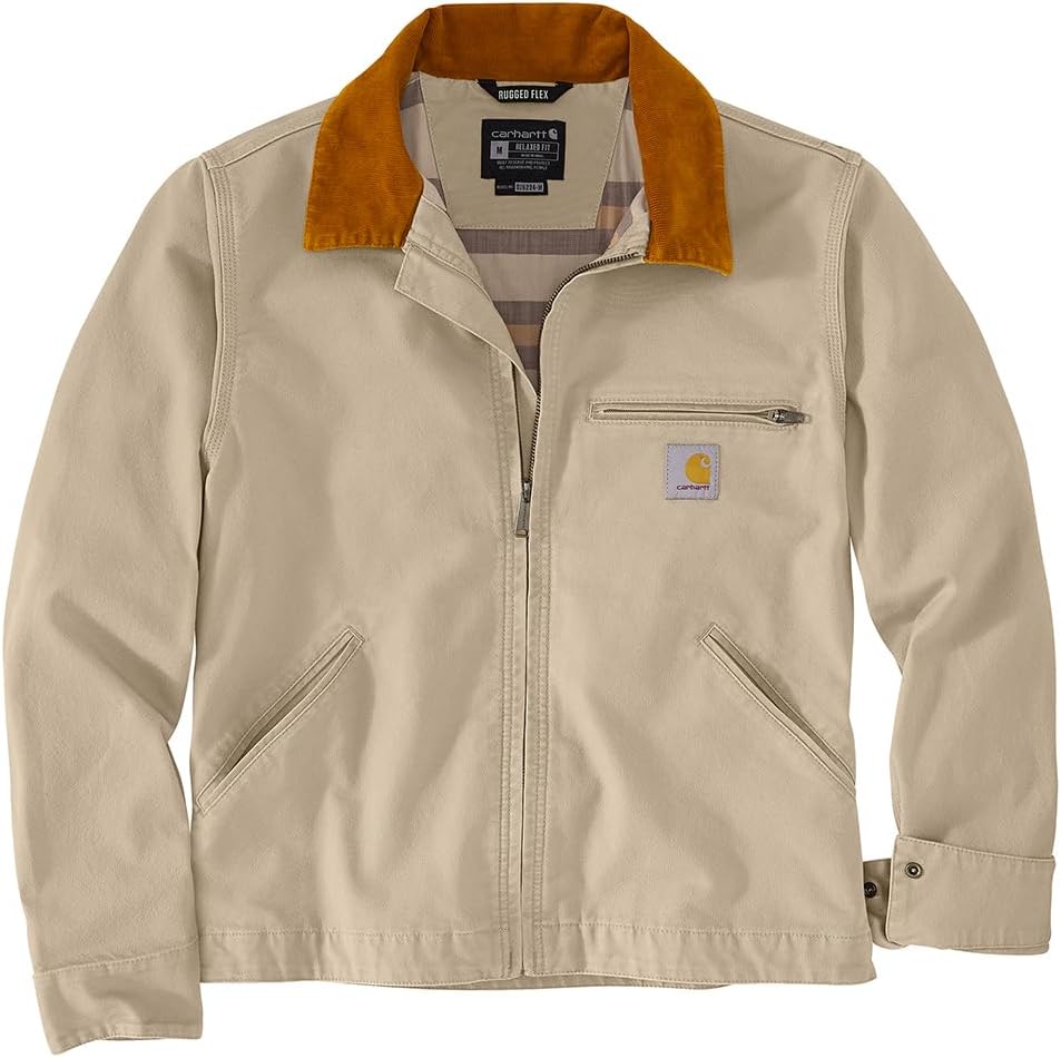 Carhartt Men’s Tall Sandstone Detroit Jacket – Durable Cotton Duck Work Jacket with Blanket Lining