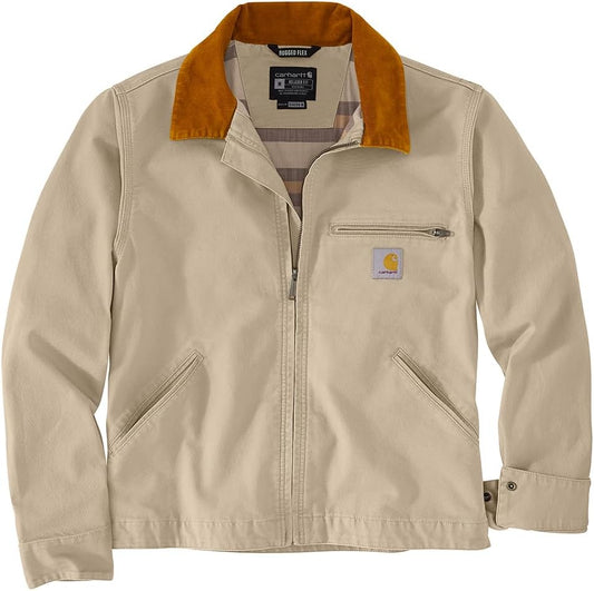 Carhartt Men’s Tall Sandstone Detroit Jacket – Durable Cotton Duck Work Jacket with Blanket Lining